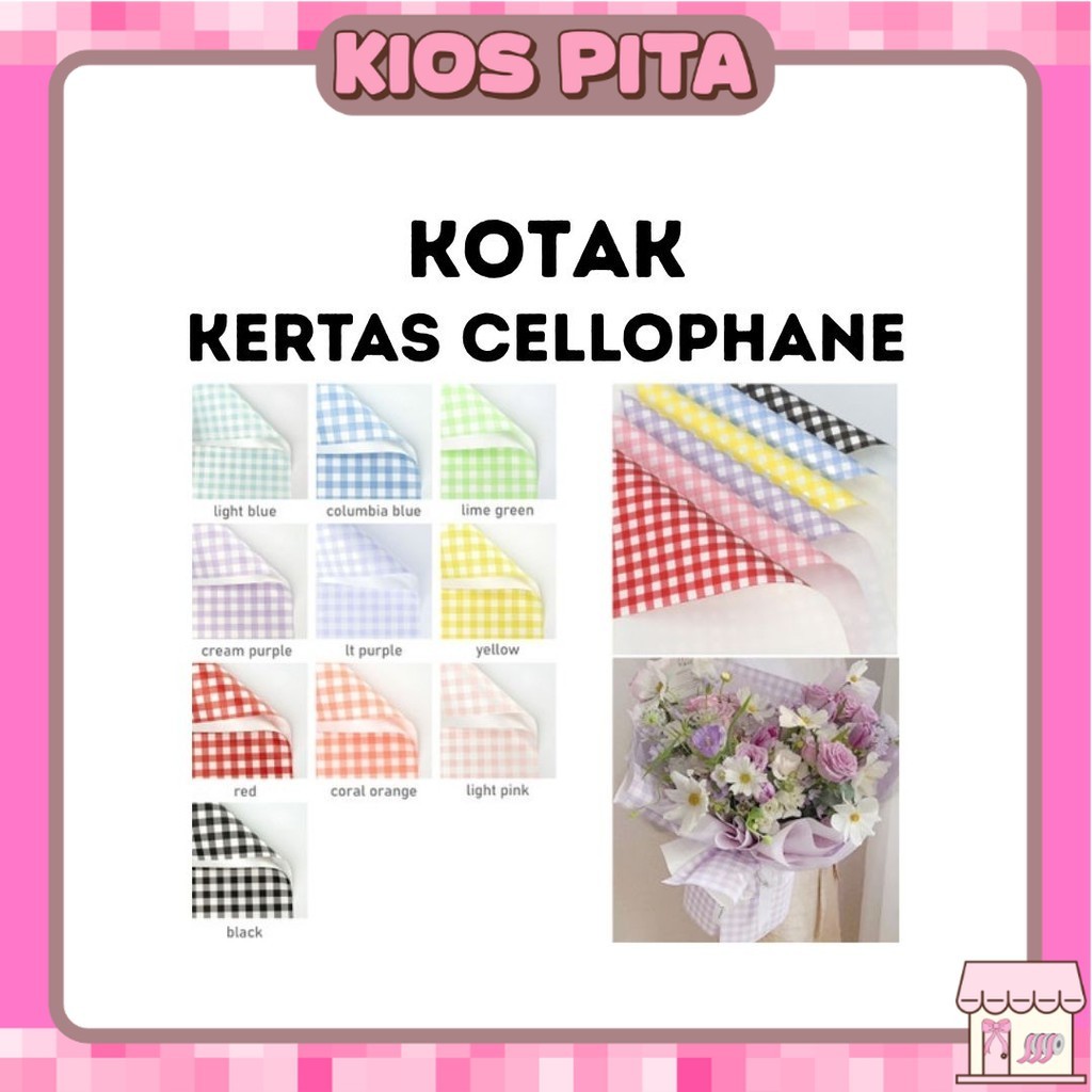 

(20 LEMBAR) KOTAK - Flower Wrapping Cellophane / Kertas Buket Bunga Hand Bouquet
