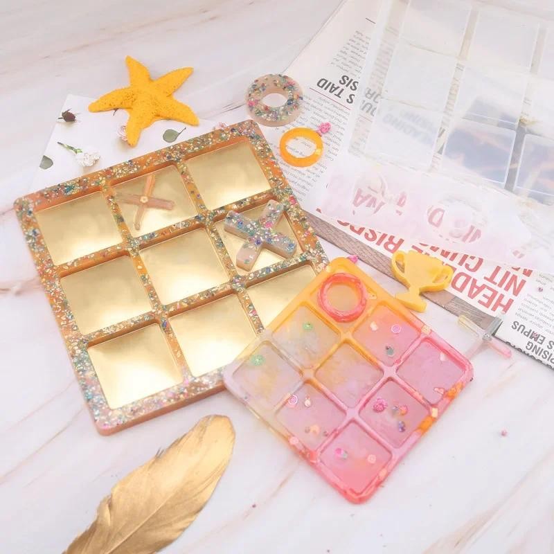 

Tic-Tac-Toe Ox Chess Game Silicone Molds Epoxy Resin Mirror Mould for DIY Art Crafts Jewelry Making Clay Resin Casting Handmade
