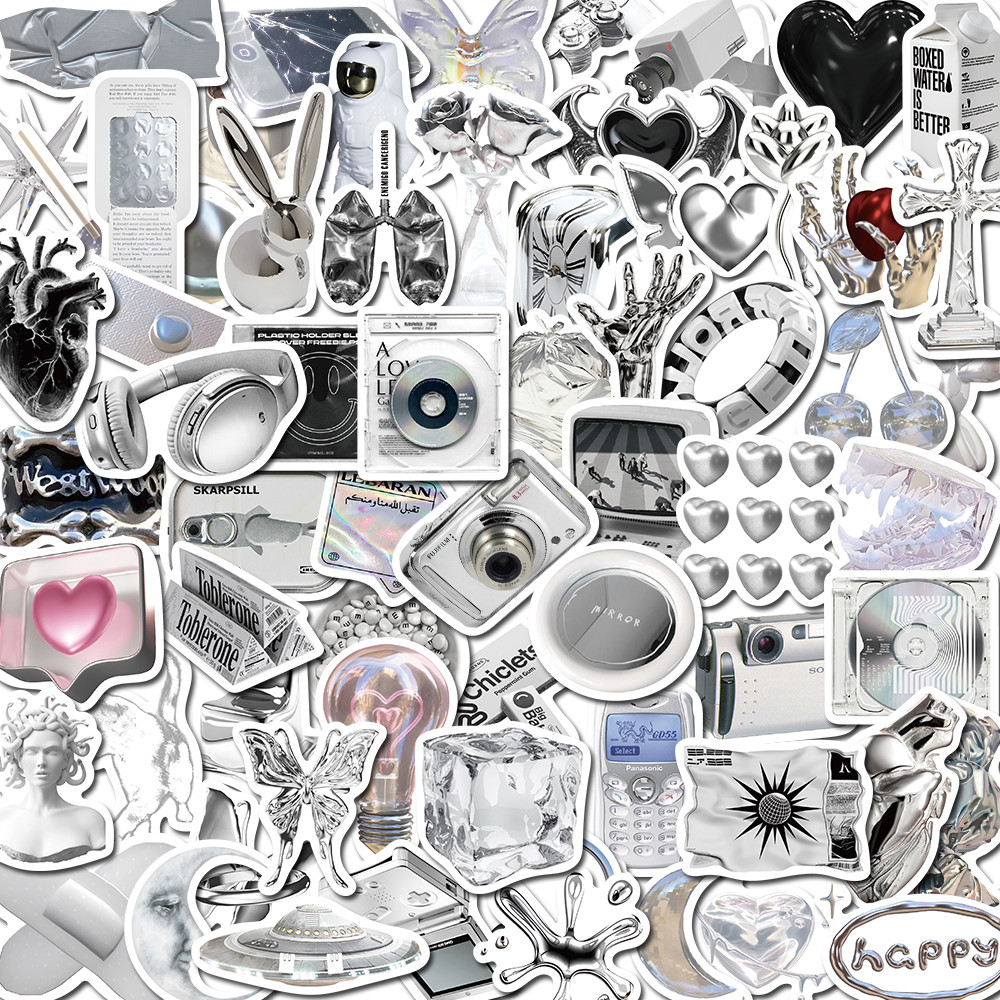 

10/30/66PCS Cool Silver Stickers Waterproof Pvc Decals for Skateboard Helmet Laptop Bicycle Motorcycle Bomb Stickers Kids Toys
