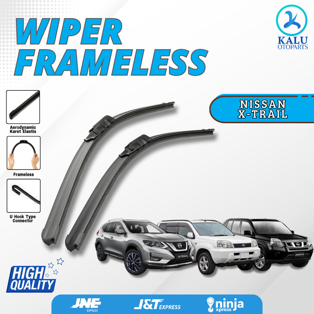 Wiper Mobil Nissan X-Trail Xtrail T30 / T31 / T32 Frameless 1 Set Kiri Kanan Tanpa Rangka Besi Full 