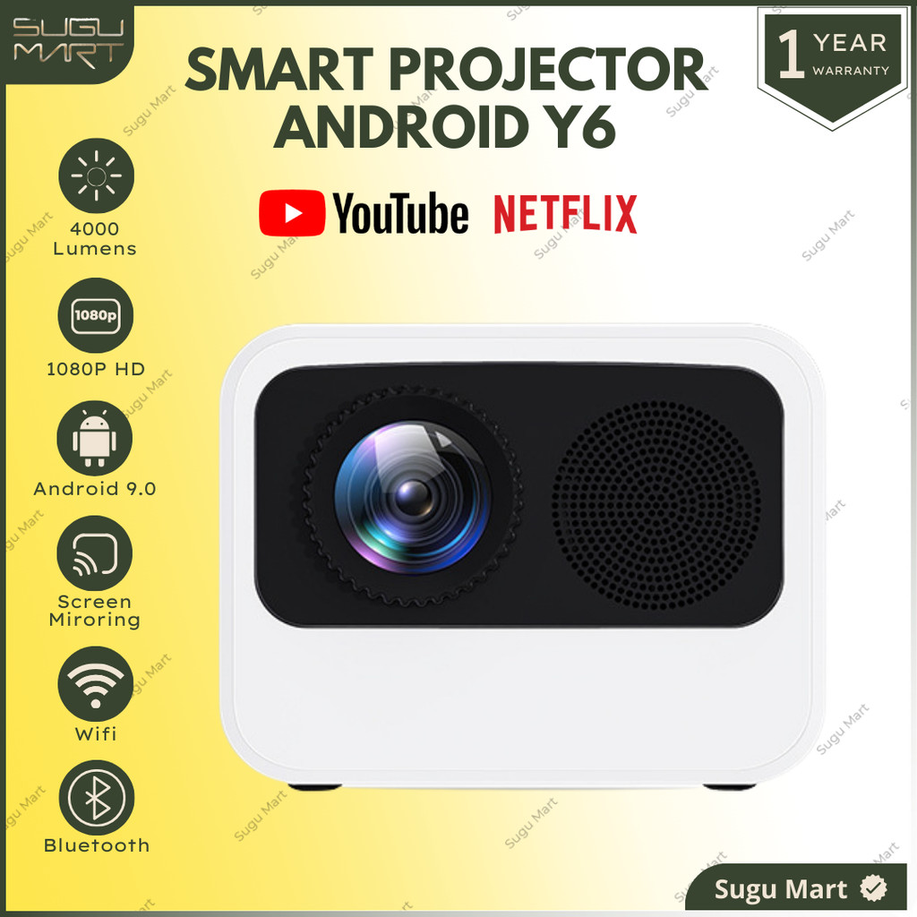 Proyektor Android Smart Proyektor Android Y6 4000 Lumens 1080P Proyektor Android Wifi Proyektor Full