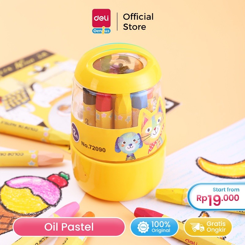 

Deli 12/24 warna oil pastel desain Barrel, mudah untuk diambil dan ditempatkan 72090 72092