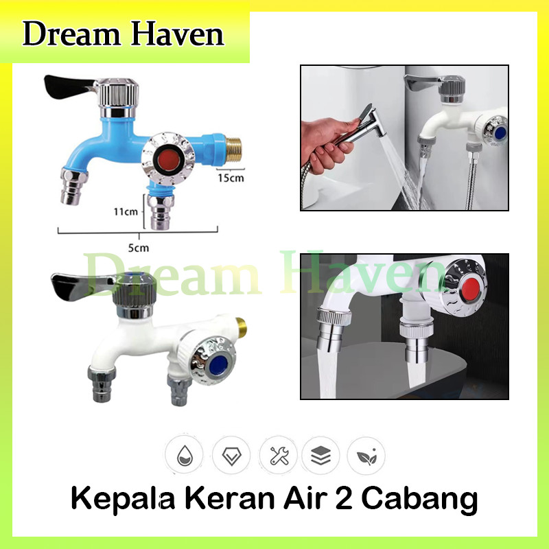 Kepala Keran Air 2 Cabang/Kran Cabang Keran Shower Faucet/Kran Cabang 2 Shower Connector Kran Air