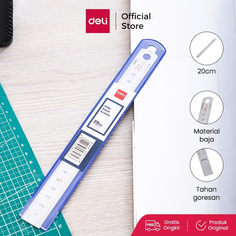 

Deli Penggaris baja berkualitas tinggi tahan gores 20cm 8462