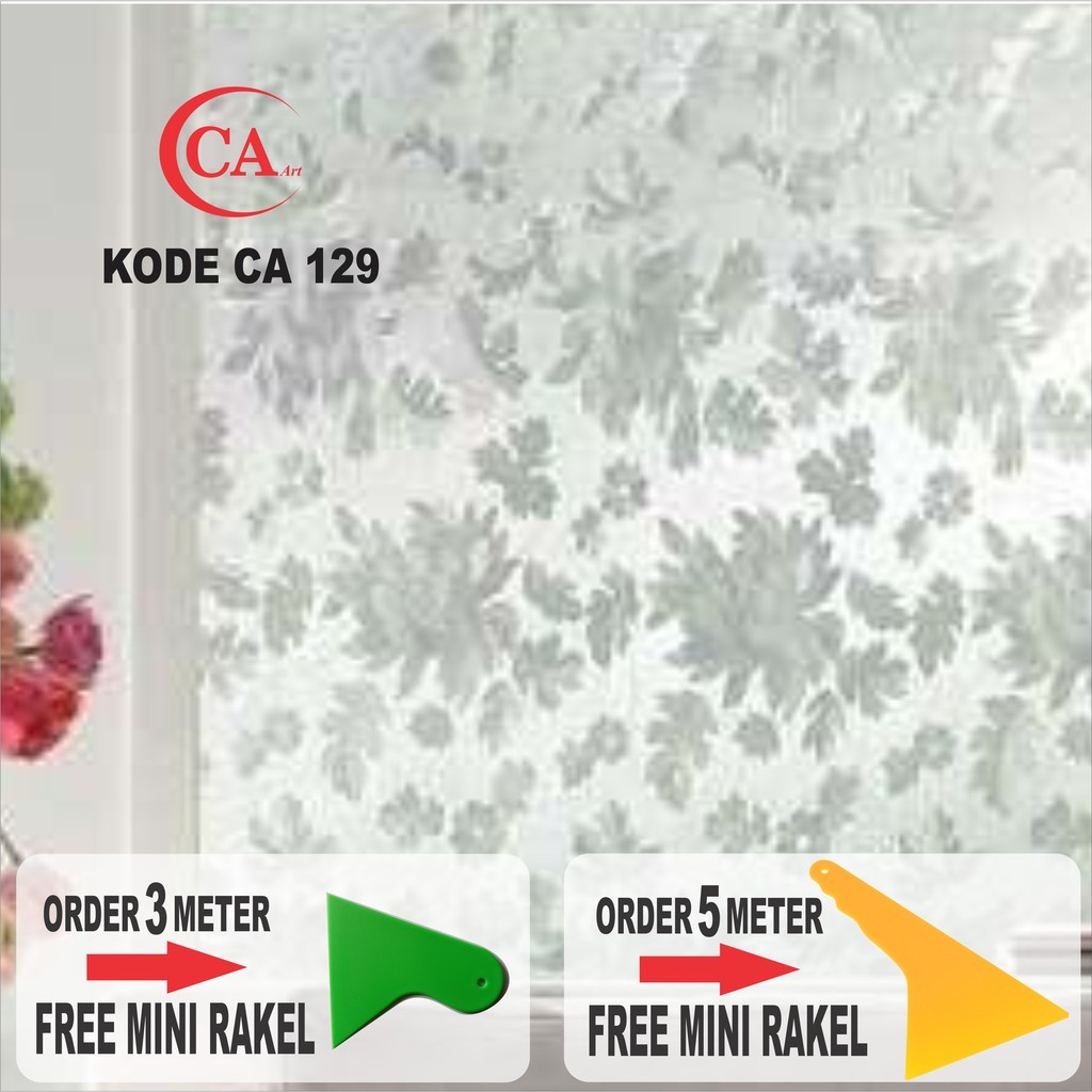 STIKER KACA MOTIF DAUN BUNGA