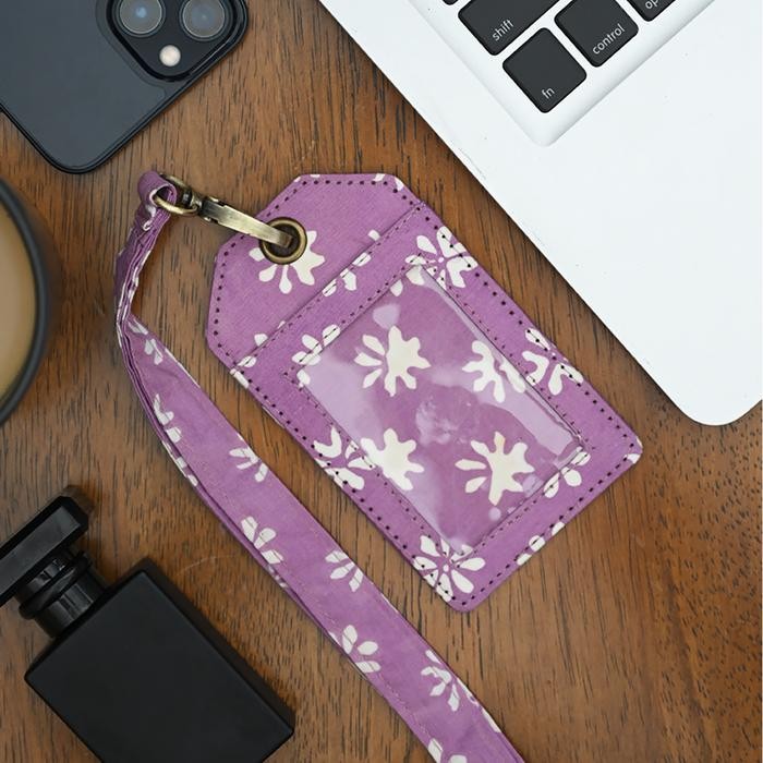

NONA RARA - Lanyard Garut Purple A0061, Lanyard ID Card Holder Batik Modern