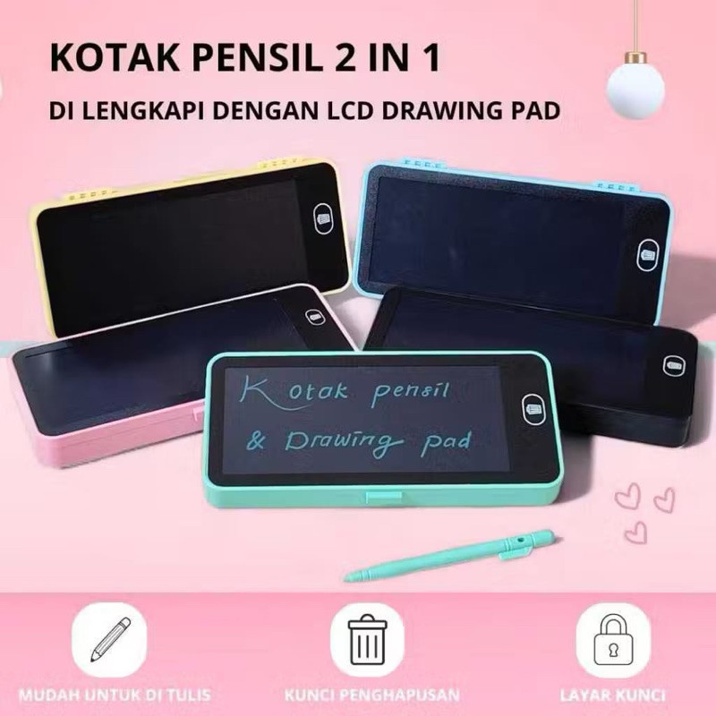 

COD Kotak Pensil Drawing Box 2 in 1 Tempat Penyimpanan Pensil + LCD Drawing Papan Coret Kreatif Anak Writing Board Digital Pad Edukasi