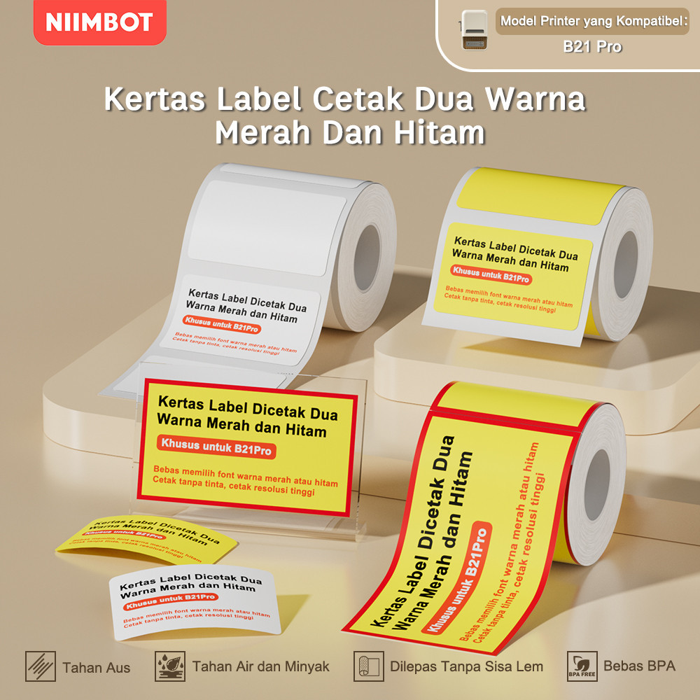 

NIIMBOT B21PRO Label Dua Warna Merah Hitam, Dapat Mencetak Teks Merah Hitam, Stiker label Harga Toko