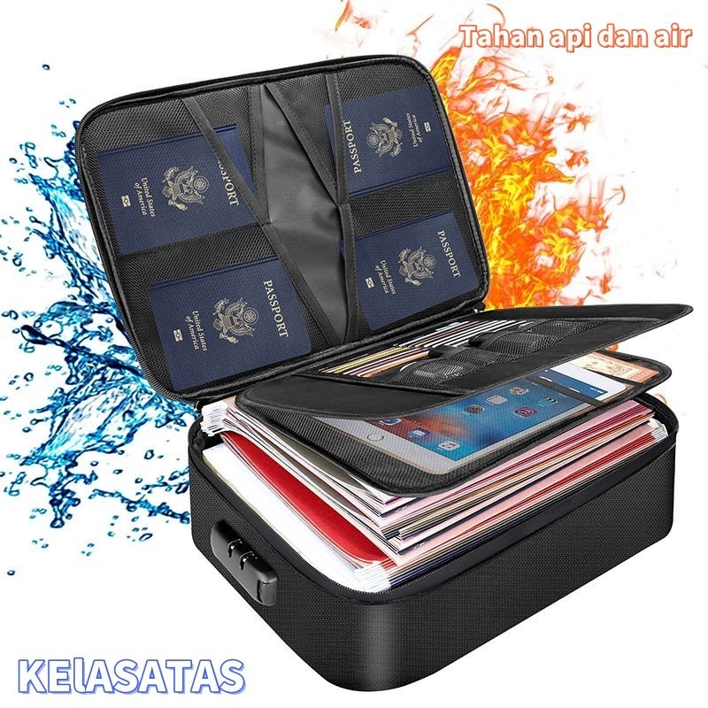 【KElASATAS】COD Tas dokumen tahan api dan tahan air/tas penyimpanan/tas penyimpanan dokumen/tempat pe