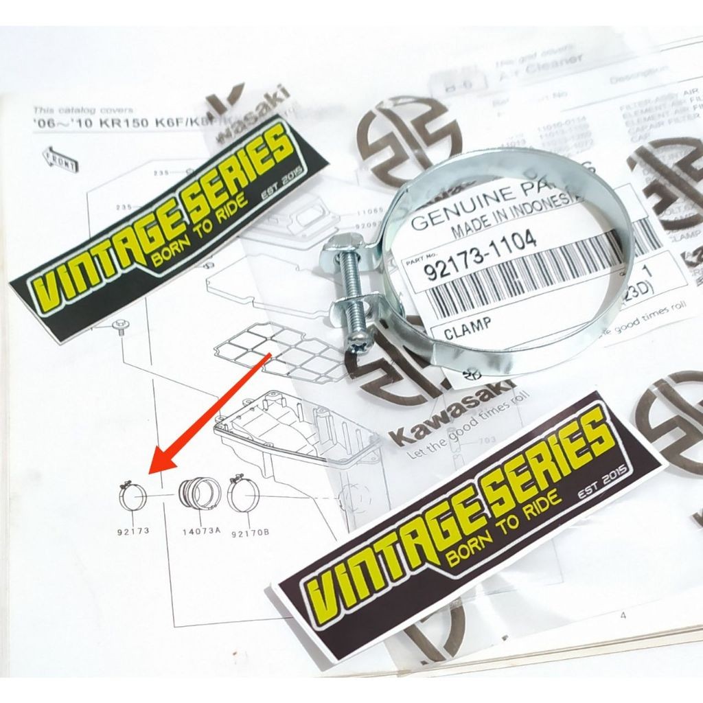 Klem Filter udara Clamp Kecil Karet Filter Udara Box Filter Karbu Ninja RR Original Kawasaki 92173-1