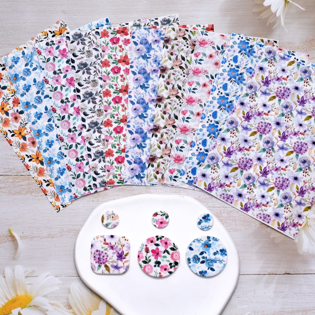 

SNASAN Soft Pottery Polymer Clay Watercolor Transfer Paper Colorful Ink Flower Ornament Pendants Eearrings Jewelry Making Tool