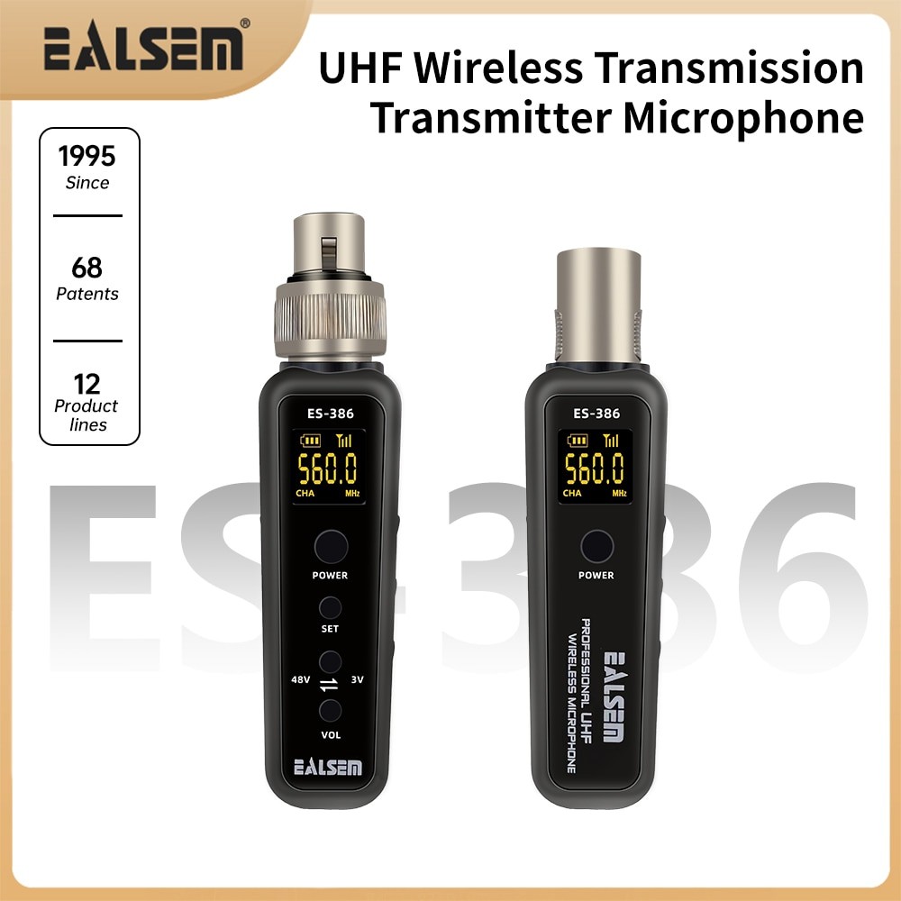 EALSEM UHF Wireless XLR Transmitter & Receiver System, for Dynamic & Condenser Microphone and Guitta