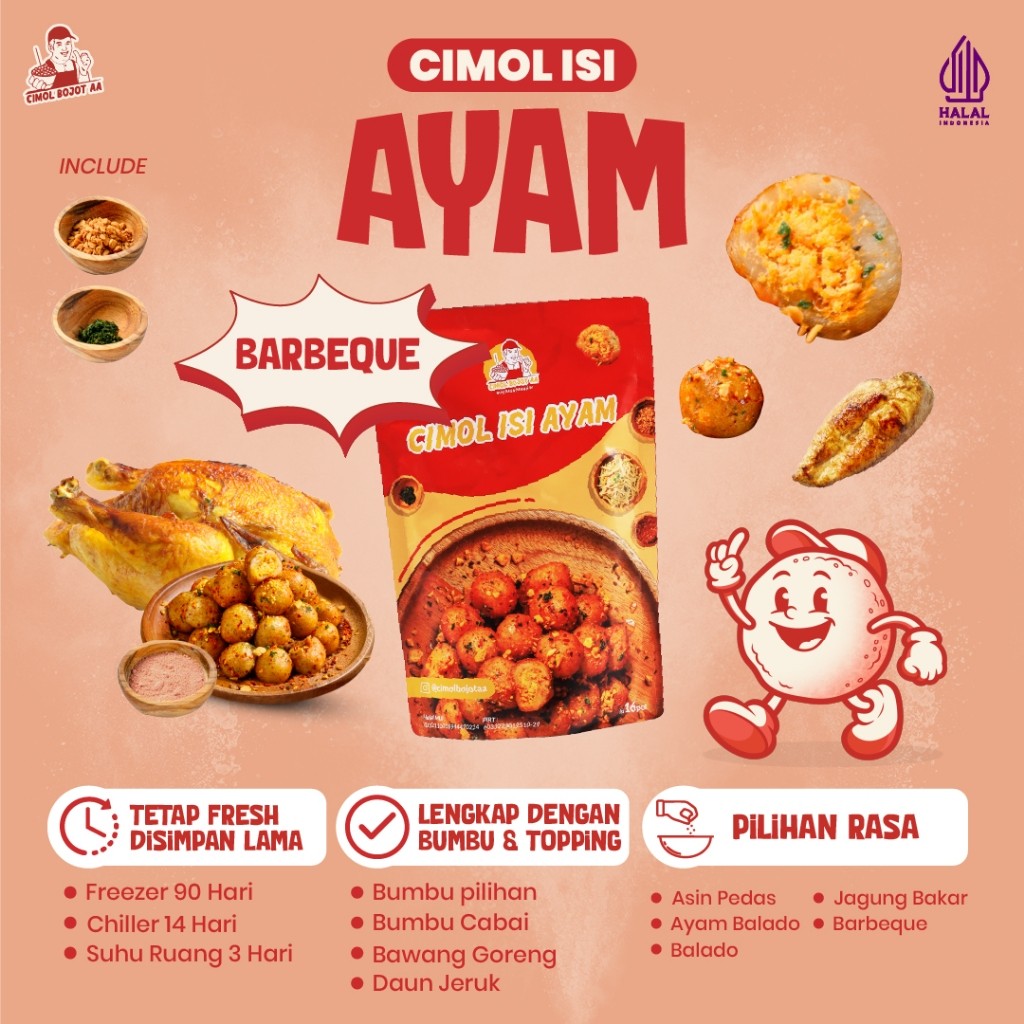 

Vanilla.storee Cimol Bojot AA isi Ayam Rasa Barbeque Daun Jeruk