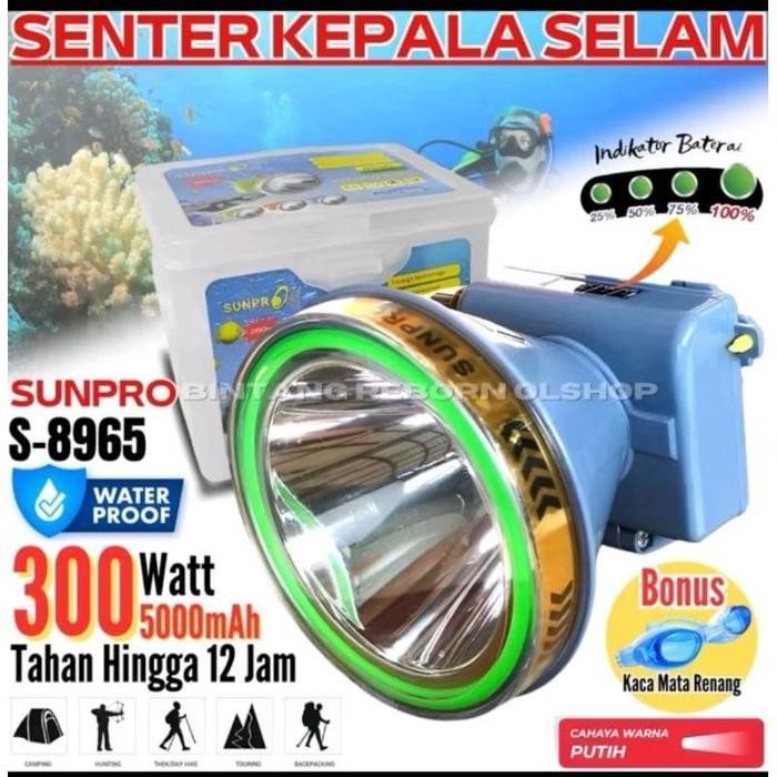 [ COD bayar di tempat ] promo Lampu senter led KEPALA SELAM 50 METER 300WATT | Lampu senter led SUNP