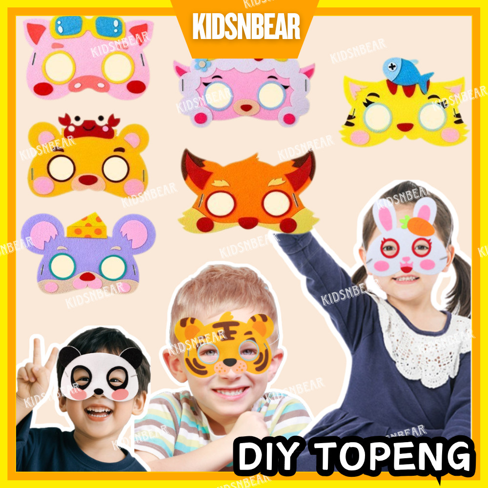 [KIDSBEAR] Mainan Edukasi Anak - Topeng Hewan - Topeng Binatang - DIY Topeng Hewan Bahan Flanel - To