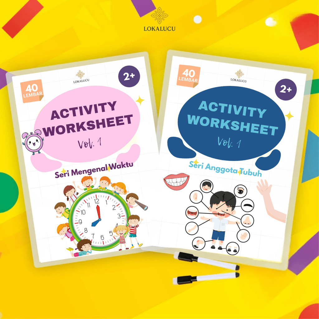 

Buku Mewarnai Anak Worksheet Edukatif Tema Waktu & Anggota Tubuh Ukuran A4 Dilengkapi Map dan Spidol