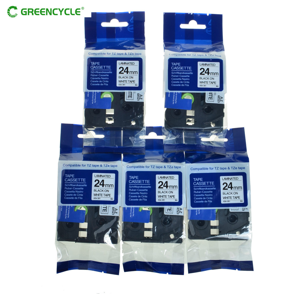

5pcs Black on White Label Tape Compatible for Brother TZ Tze 251 Tze-251 P-Touch 24mm Dropshipping&Wholesale