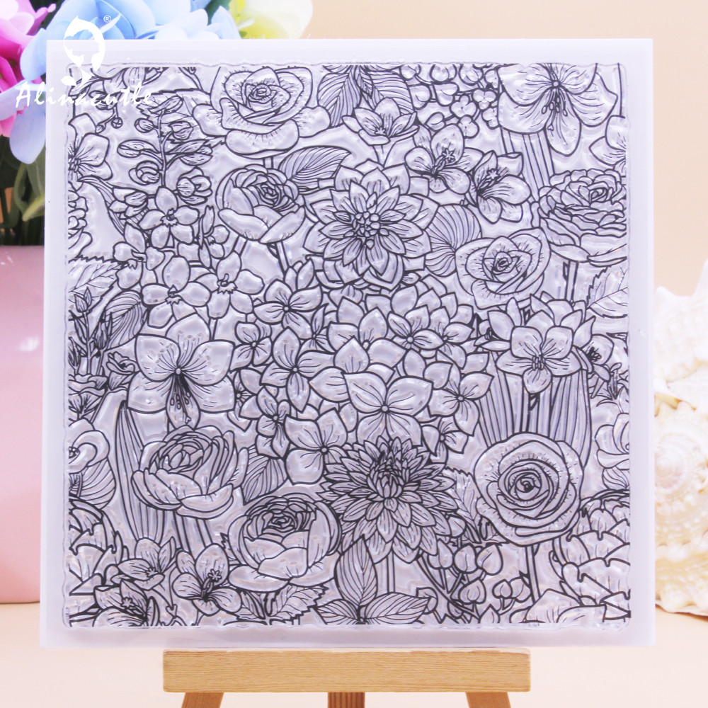 

Alinacutle CLEAR STAMPS Wild Flower Rose Background DIY Scrapbooking Card Album Paper Craft Rubber Transparent Silicon Stamp