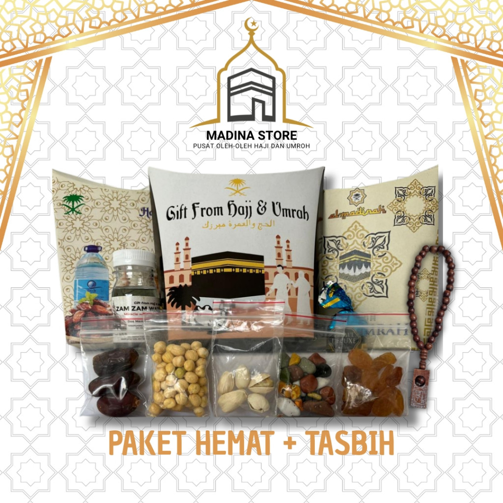 

Paket Hemat Tasbih Oleh-oleh Haji dan Umroh Paket isi Air Zamzam