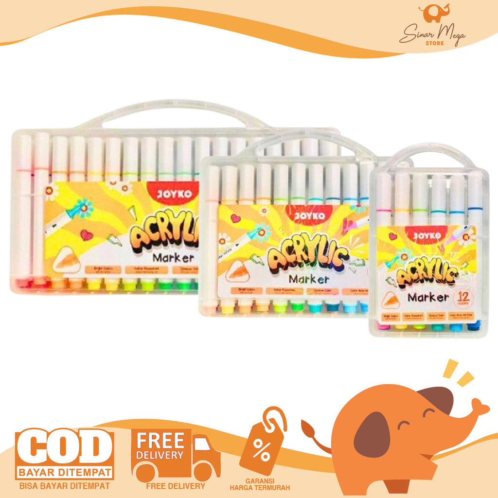 

JOYKO Acrylic Marker ACMK-75 12/24/36 Color Fine Tip Spidol Warna Murah Water Resistant