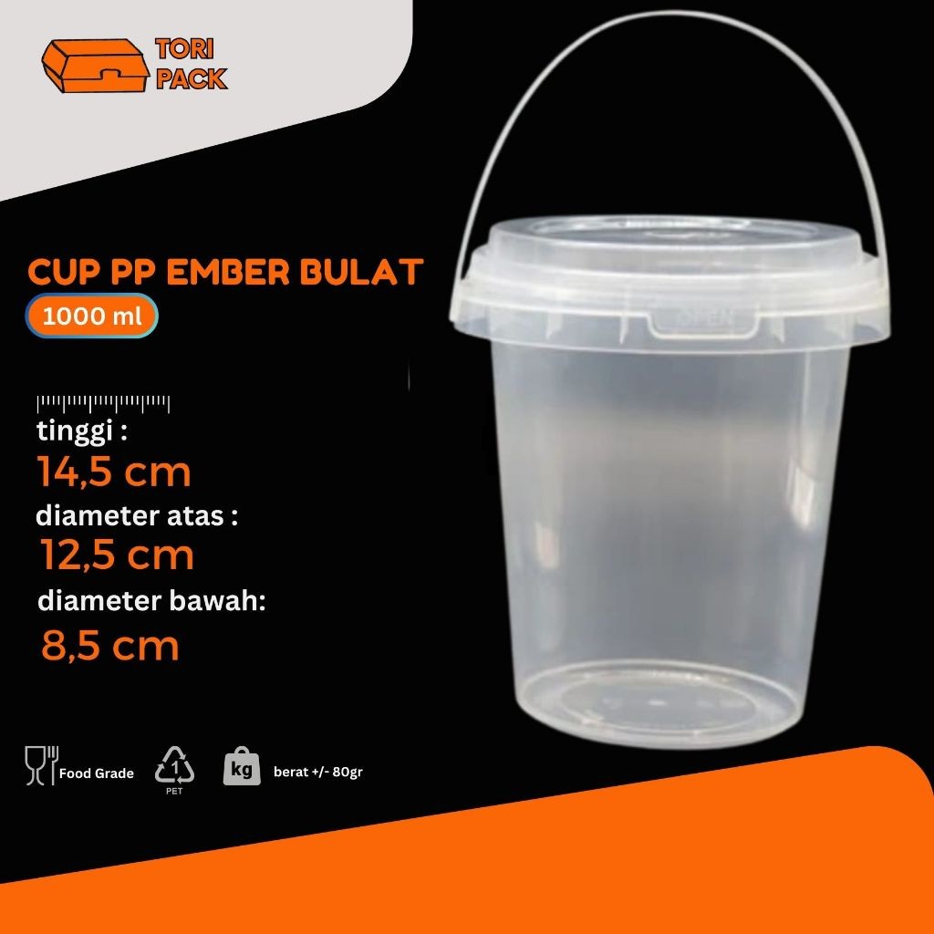Gelas cup PP Ember 1000 ml ice cream es buah dessert harga grosir