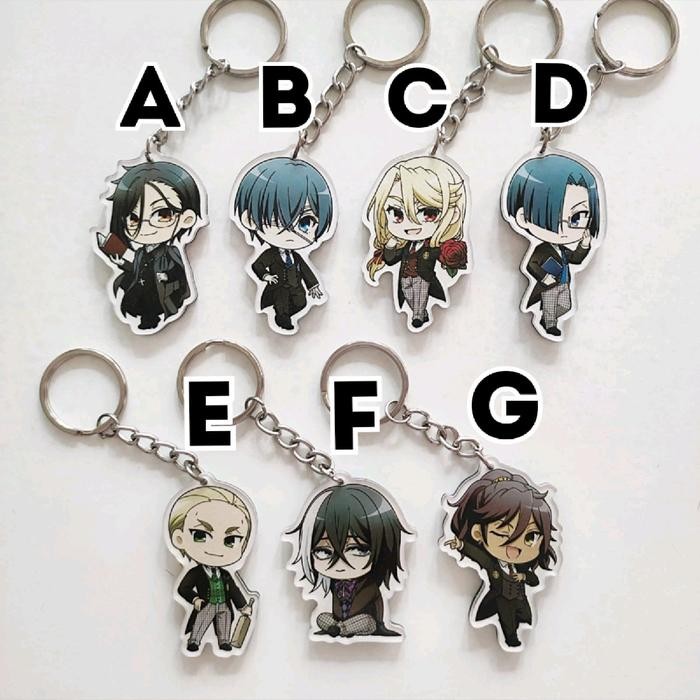 NEW Keychain Anime Kuroshitsuji 2 Black Butler Ciel Phantomhive Sebastian Michaelis Public School Ar