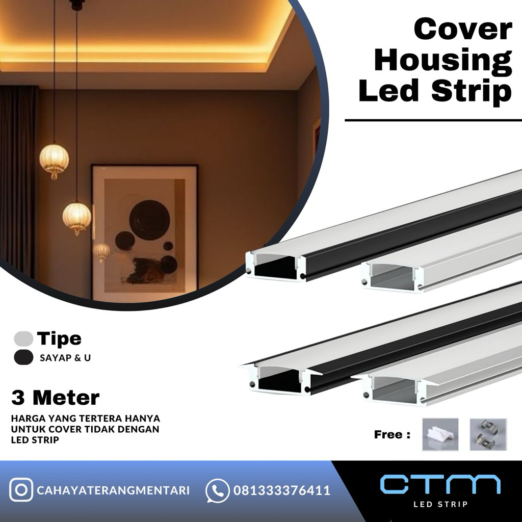 Cover Housing Lampu Led Strip 3M tipe U&Sayap