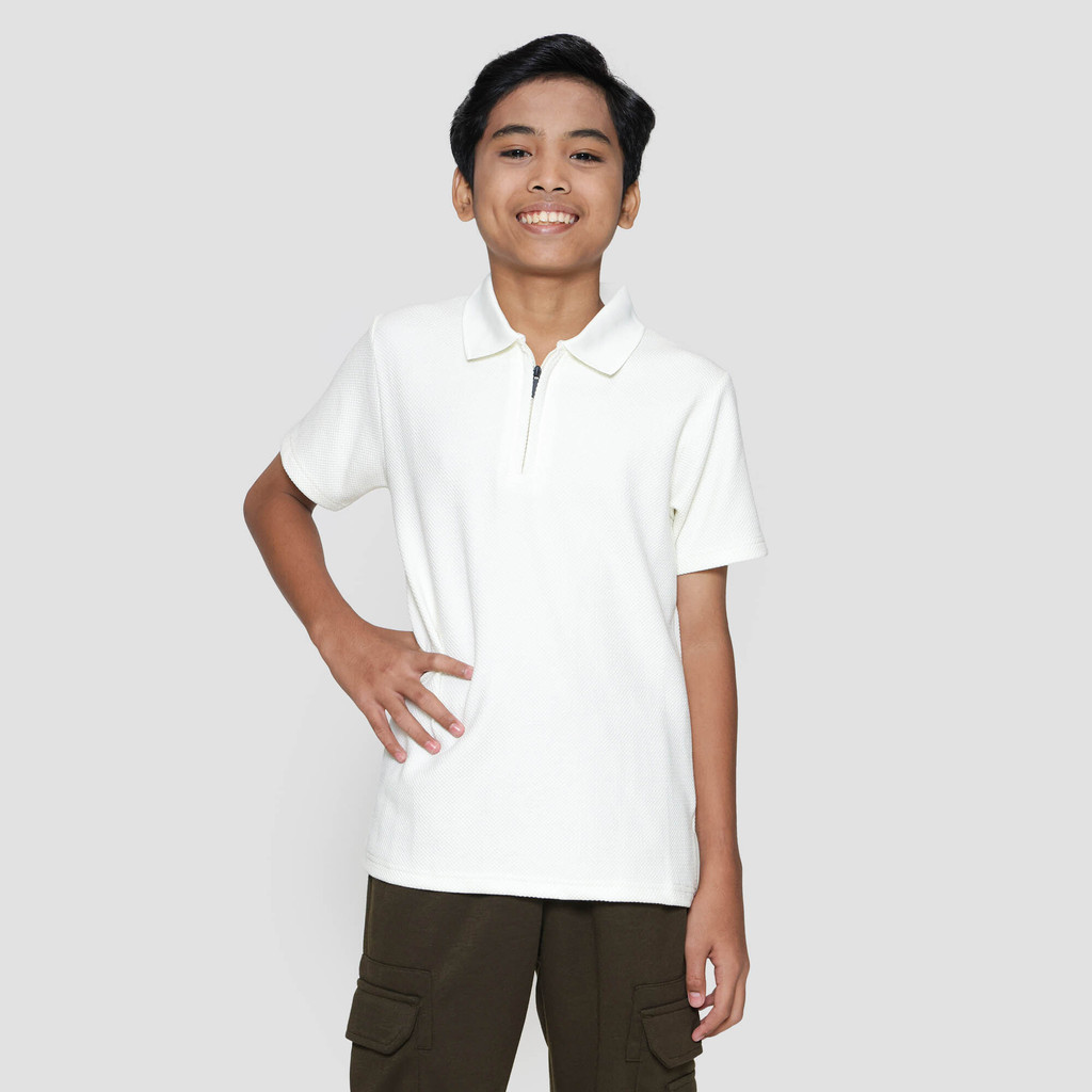 Nevada Kerah Resleting Texture Kaos Anak Laki-laki 121838478