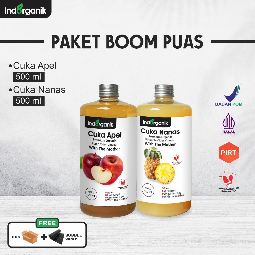 

INDORGANIK - Paket Hemat Cuka Nanas 500ml dan Cuka Apel 500ml - Obat Diabetes Alami