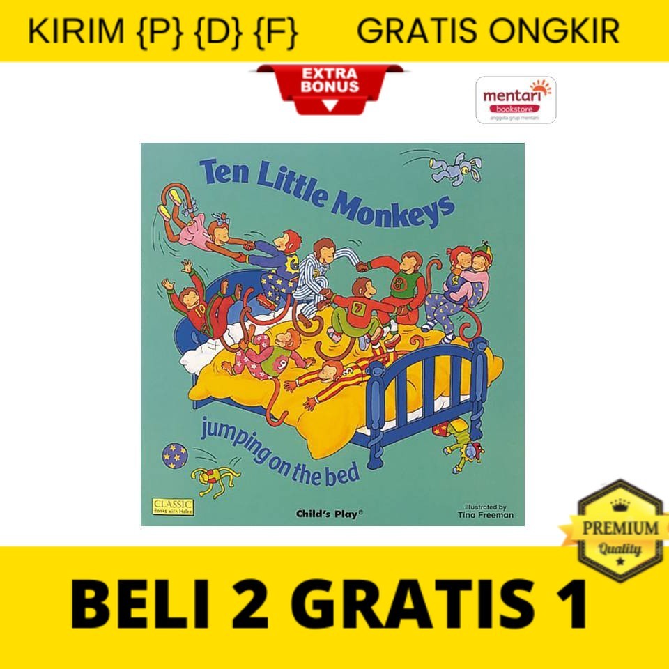 

{P} {D} {F} Ten Little Monkeys (Soft cover + CD)