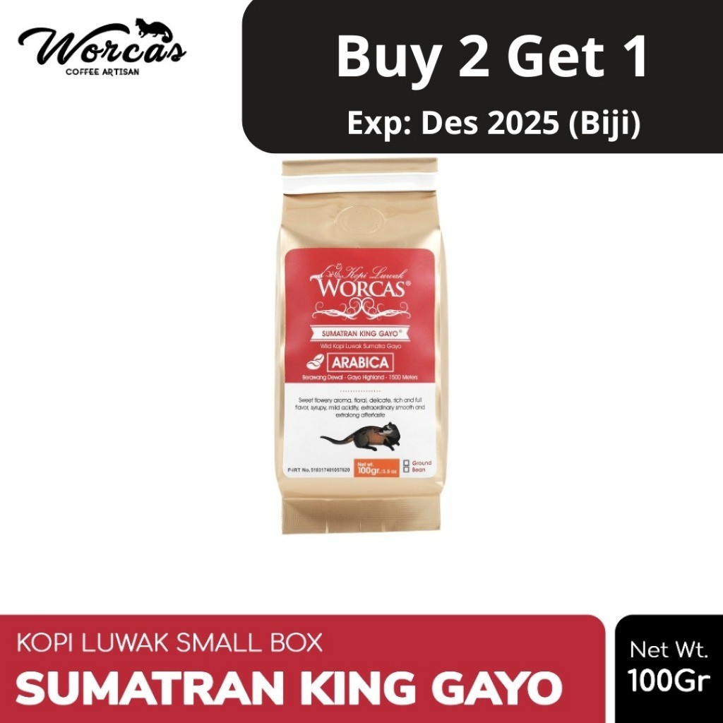 

WORCAS Kopi Luwak Liar Non Box Sumatran King Gayo 100gr
