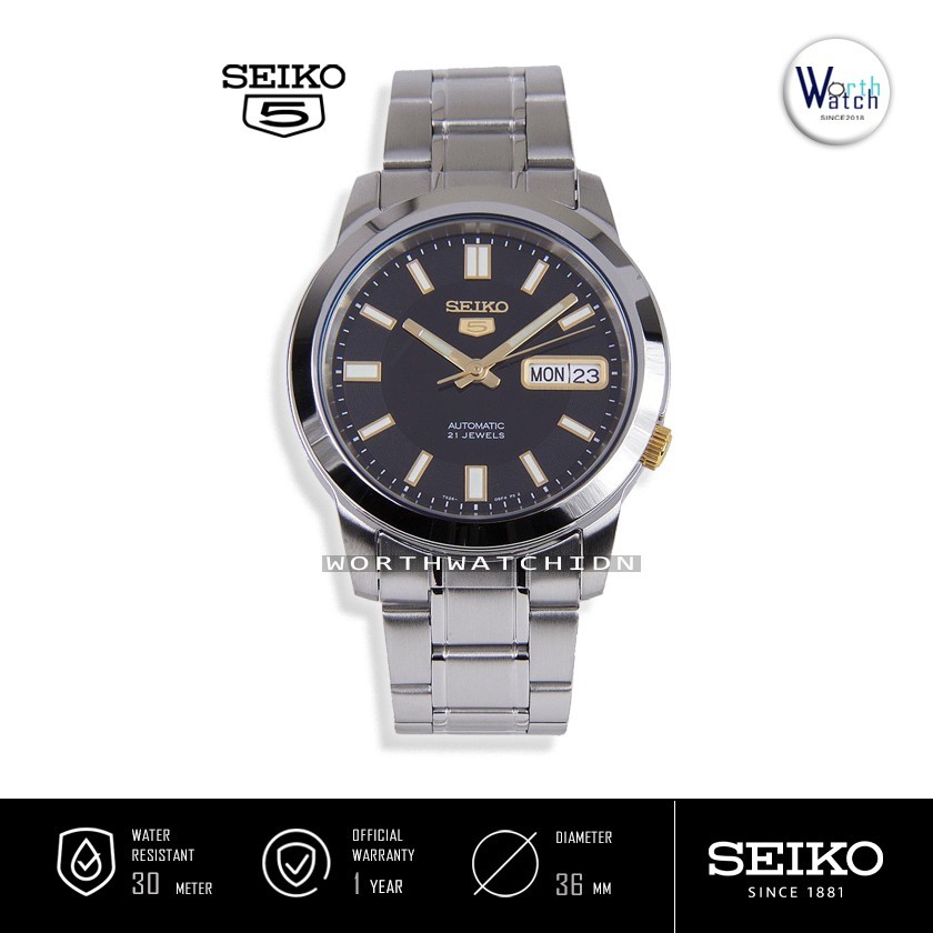 Jam Tangan Pria Otomatis Seiko 5 Men Automatic Black Dial Stainless Steel Original SNKK-17-K1