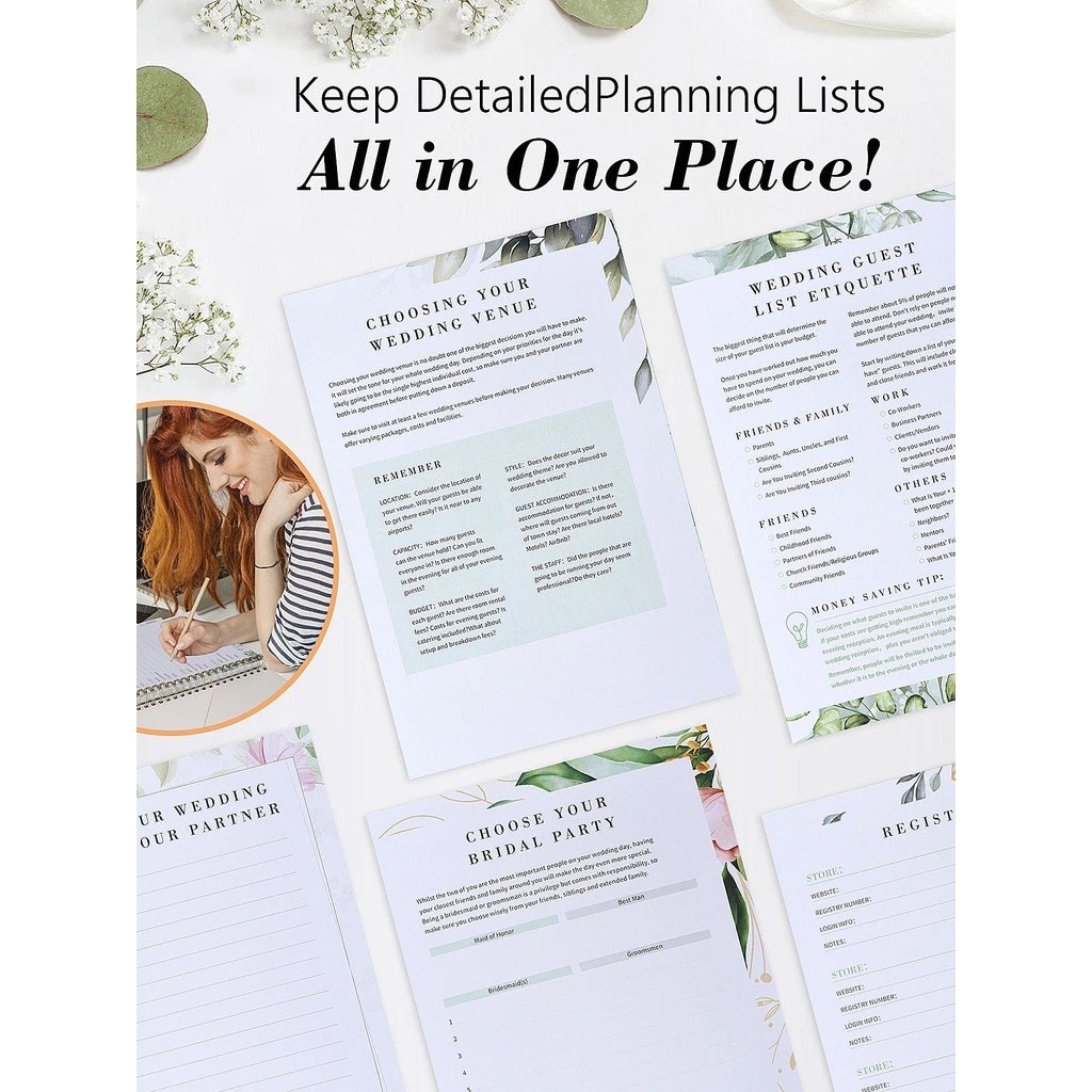 

Your Ideal Wedding Planner 188-Page Edition, Specially Designed for the Bride - Wedding Planning Books and Organizer, Including Wedding Countdown Calendar, Wedding Planning Book and Binder (Flower Theme)