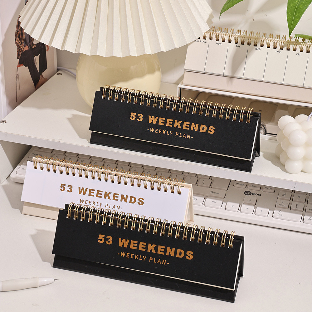 

53 sheets Simple Horizontal 53 Weekends Weekly Plan Undated Coil Spiral Weekly Planner Student Schedules Memo Pad Plan Calendar