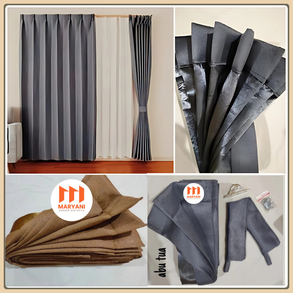 Gorden  Blackout Plisket Polos Gorden Jendela Gorden Murah model cantolan kawat Gorden Abu Abu Doff