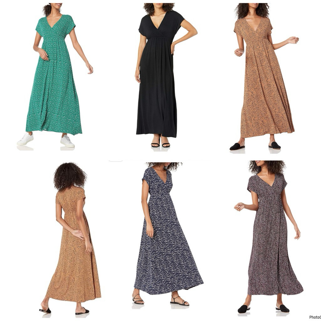 SERESHOP Amazon Essentials Fit & Flare Maxi Dress Rayon S-XXL