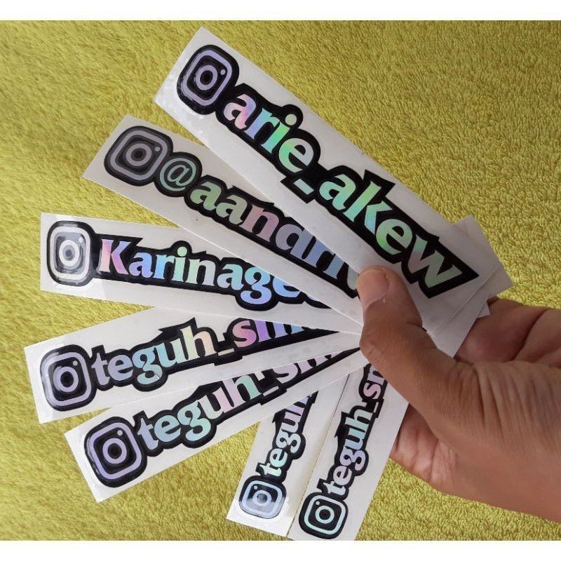 

sticker custom cutting hologram nama ig free request nama sosial media