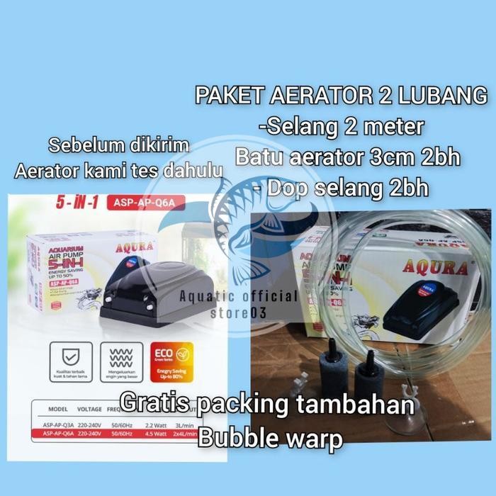Paket aerator 2 lubang / aerator / aerator 2 lubang / pompa udara / mesin aerator / pompa udara aqua