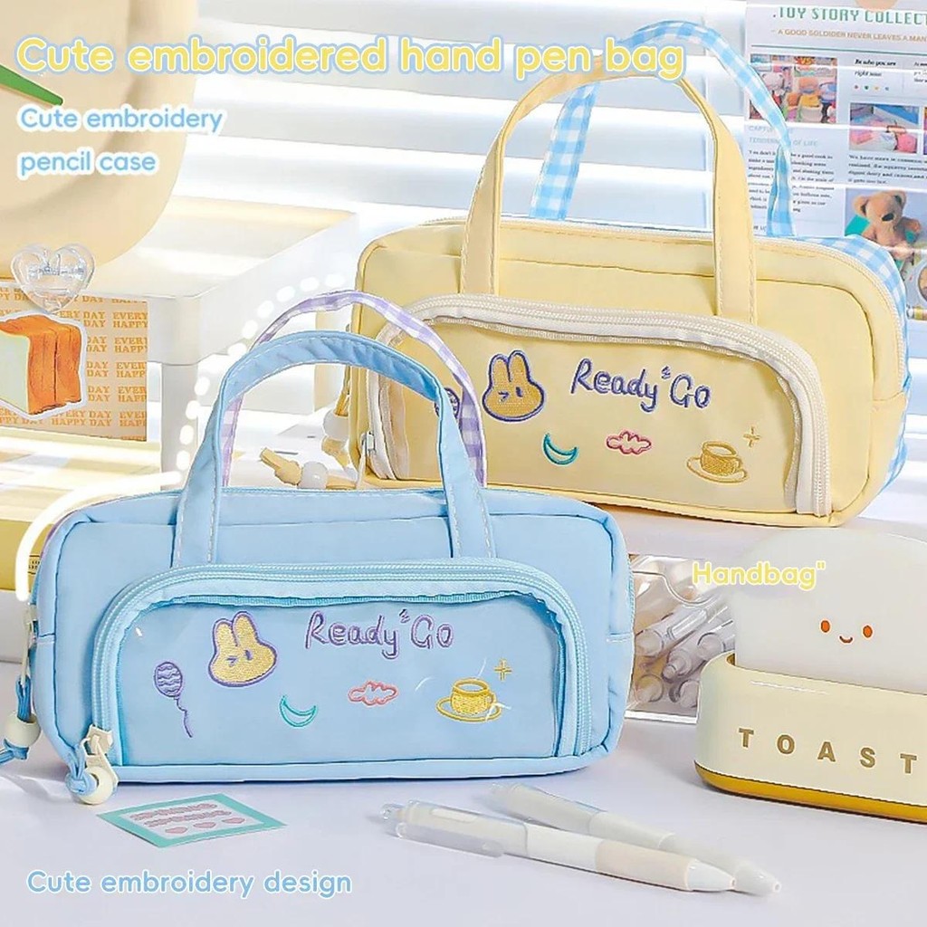 

Multifunctional Large Capacity Pencil Case, Double Color Kawaii Foldable Design, 3-Layer Storage School Stationery for Students
