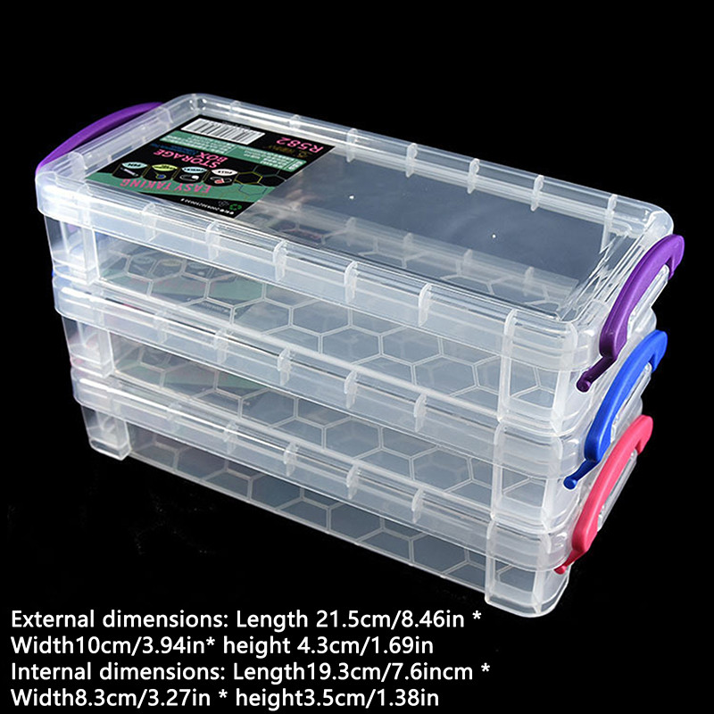 

Random 1PC Large Capacity Double Buckle Box Plastic Transparent Pencil Case Sketch Art Box For School Stationery