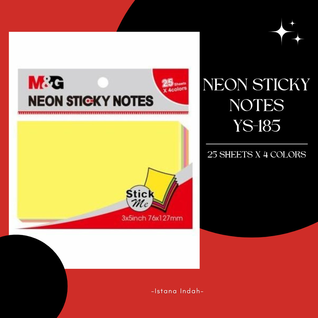 

M&G NEON STICKY NOTES 4 COLORS X 25 SHEETS YS-185 (MEMO - PENANDA BUKU)