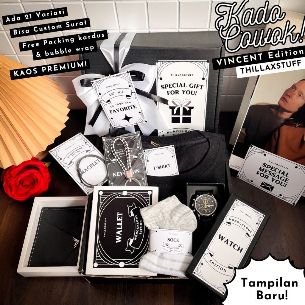 

[ VINCENT ] HAMPERS KADO ULANG TAHUN COWOK GIFTBOX TAS WAISTBAG JAM DOMPET PARFUM HITAM KADO WISUDA GIFT COWO HAPPY BIRTHDAY GIFT PRIA