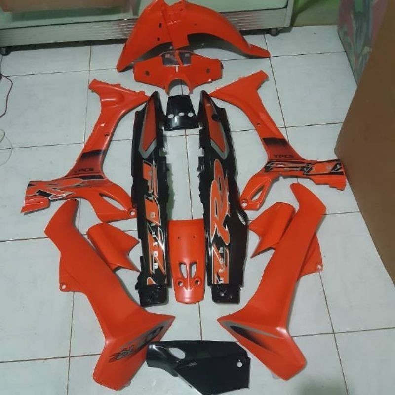 COVER BODY SET HALUS YAMAHA FIZ R FULLCLUTH HITAM ORANGE
