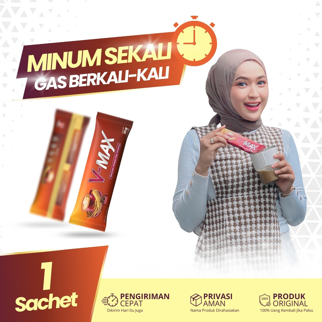 

V-MAX Coffee Minuman Serbuk Kopi Ginseng Rasa Cokelat Untuk Wanita Kemasan 1 Sachet