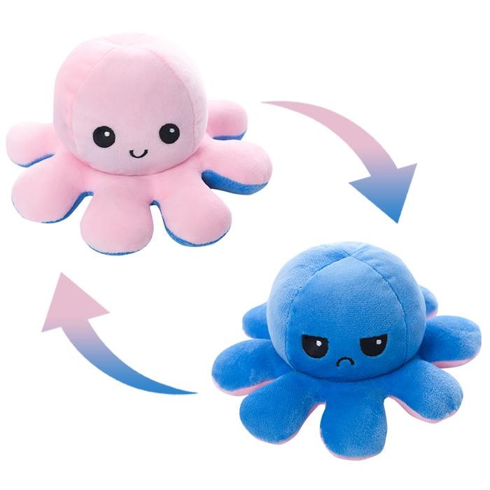 Terbaru Soft Cute Toys Reversible Bipolar Octopus Doll Toy Plush Mood Switcher boneka Gurita 2 Ukura