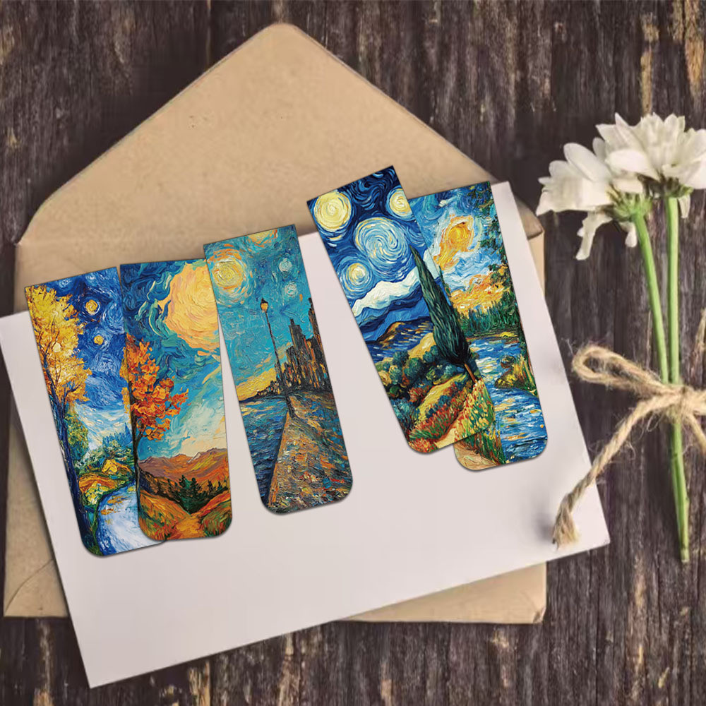 

5PCS World Famous Paintings by Van Gogh Magnetic Bookmark Book Marking Page Clip DIY Student Stationery Creative Gifts