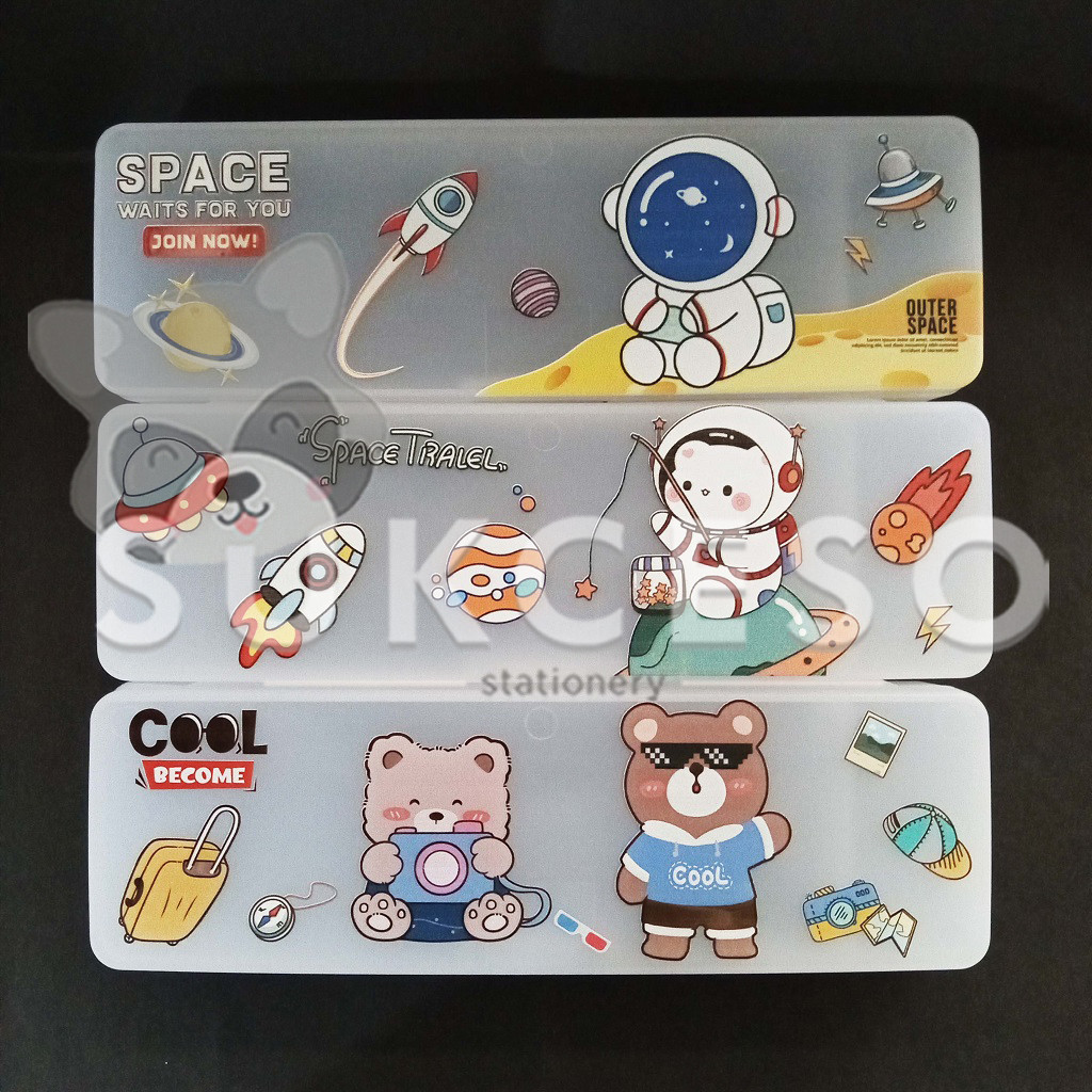 

FANCY Kotak Tempat Pensil Plastik 3396-1 Pencil Case Transpran Murah