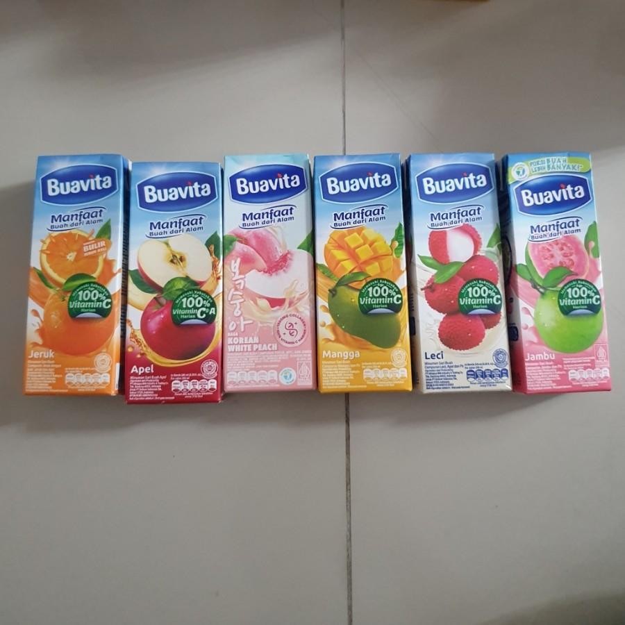 

Buavita Juice Jus Sari Buah APEL / MANGO / JAMBU / JERUK / LYCHEE / KOREAN PEACH 245ml