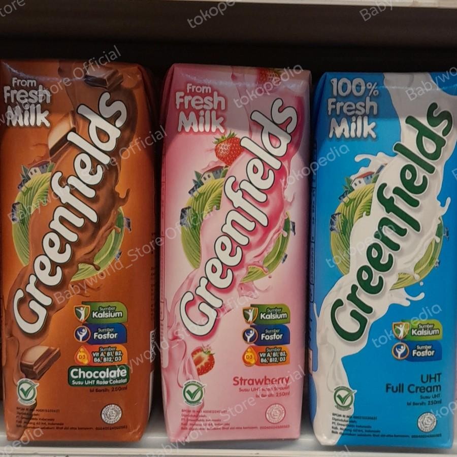 

Greenfields Susu UHT Susu Rasa Coklat / Stroberi / Full Cream 250ml
