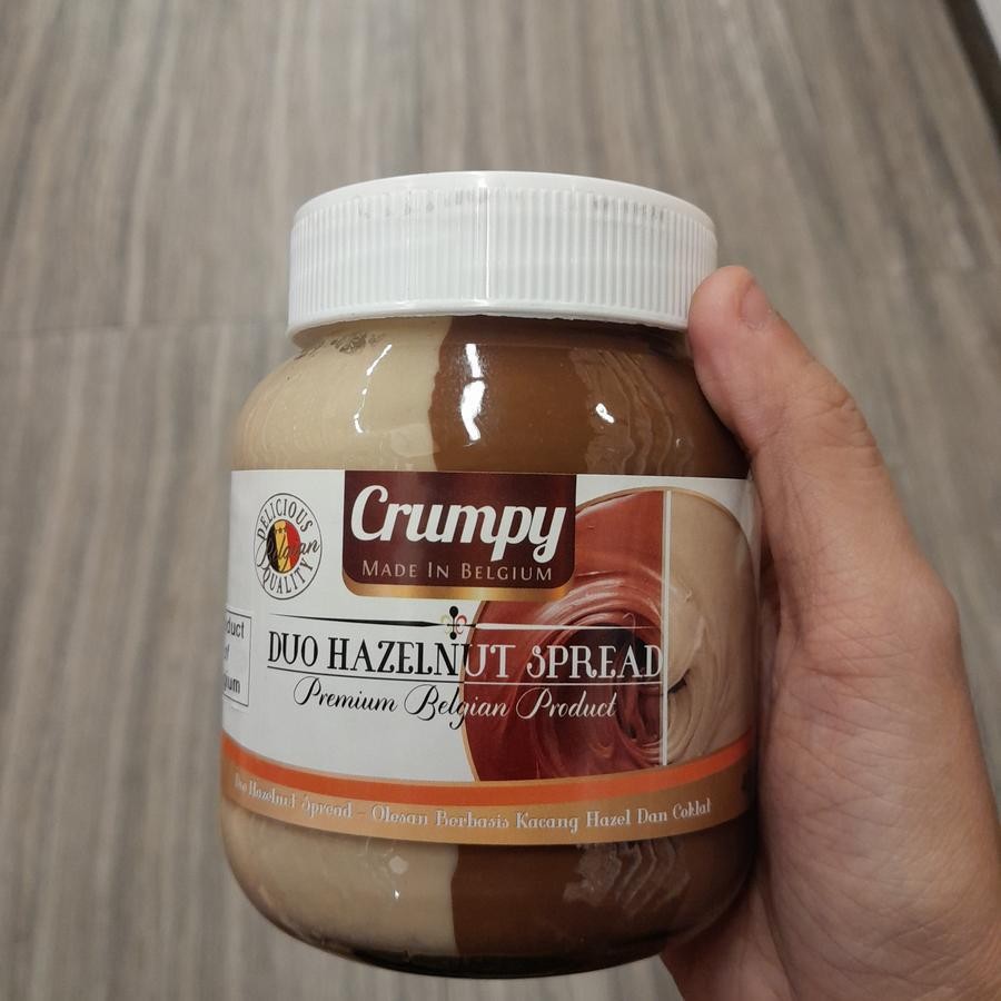

Crumpy Duo Hazelnut Chocolate Spread Premium Belgian Chocolate Selai Coklat 400gr